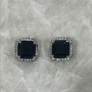 Elegant Art Deco Black and Silver Clip On Earrings